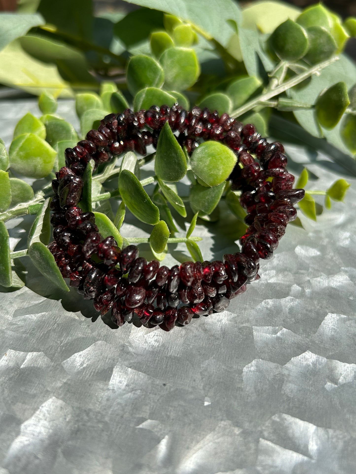 Garnet Chips Bracelet